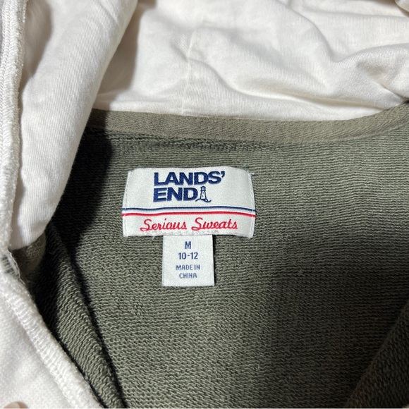 Lands' End Women Size M 10-12 Green and Cream Colorblock Hoodie - Picture 3 of 7